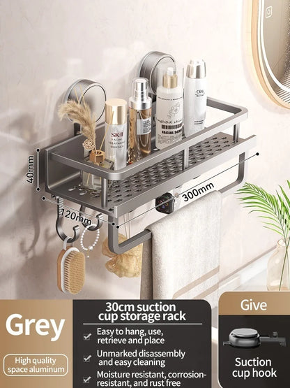 Suction Cup Bathroom Shelf – Drill-Free Wall Mounting in 3 Sizes
