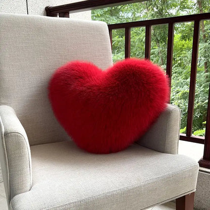 Heart-shaped soft faux fur pillow – decorative heart-shaped pillow cm