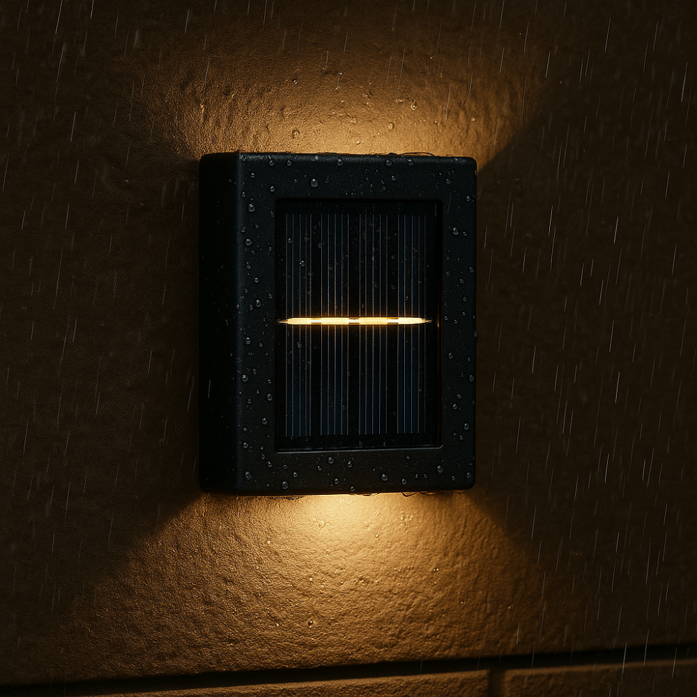 Solar LED wall lamp – Warm light without cables (4-piece set)