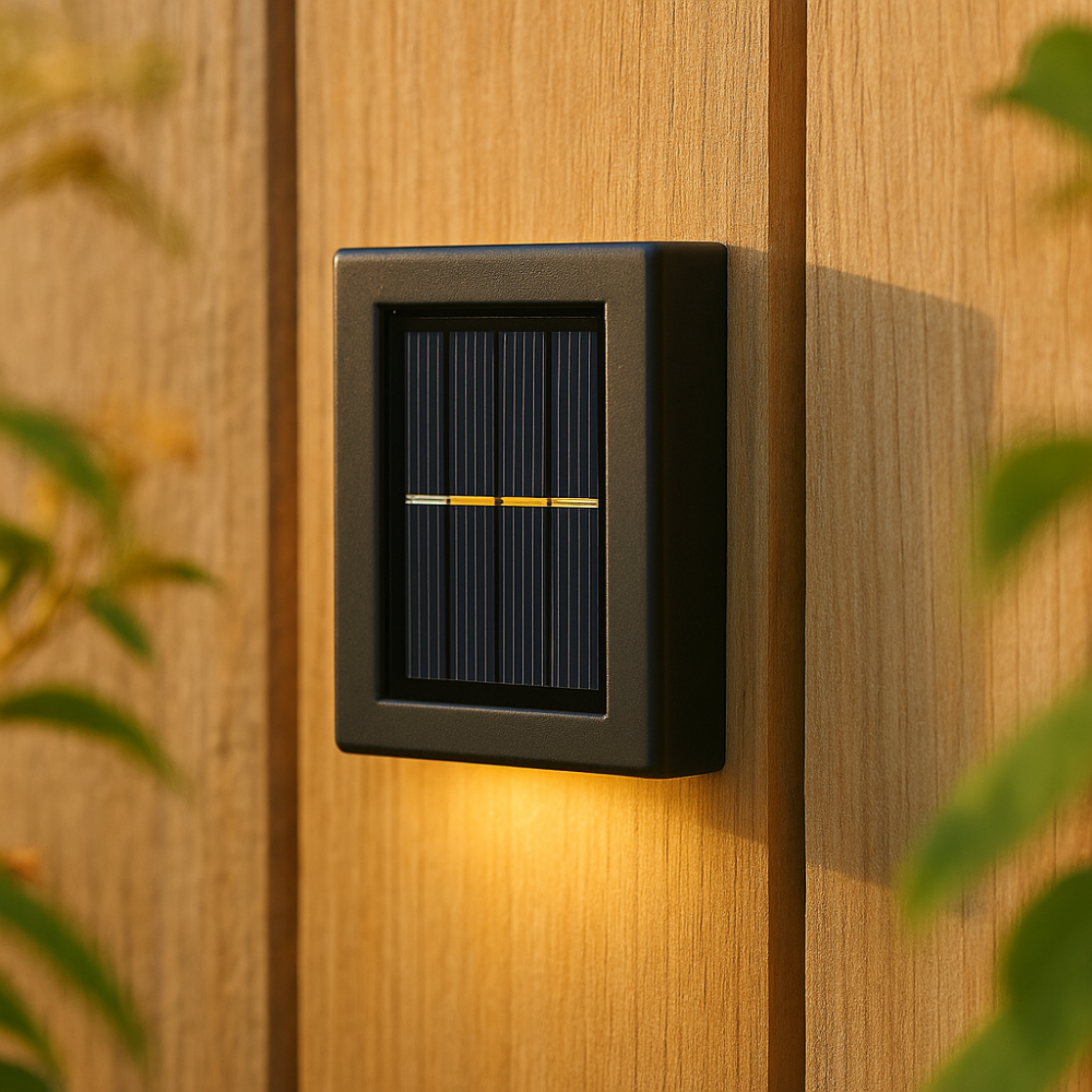 Solar LED wall lamp – Warm light without cables (4-piece set)