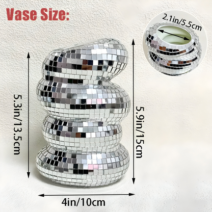 Mirror Tile Vase with Spiral Design