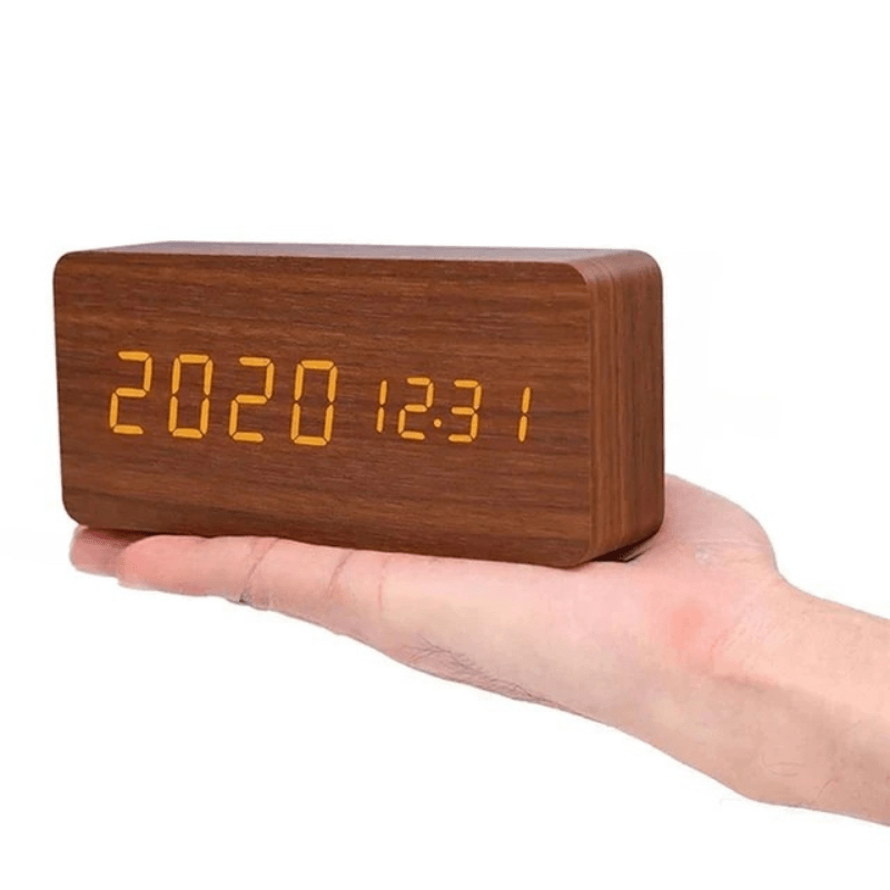 LED wooden watch with voice control