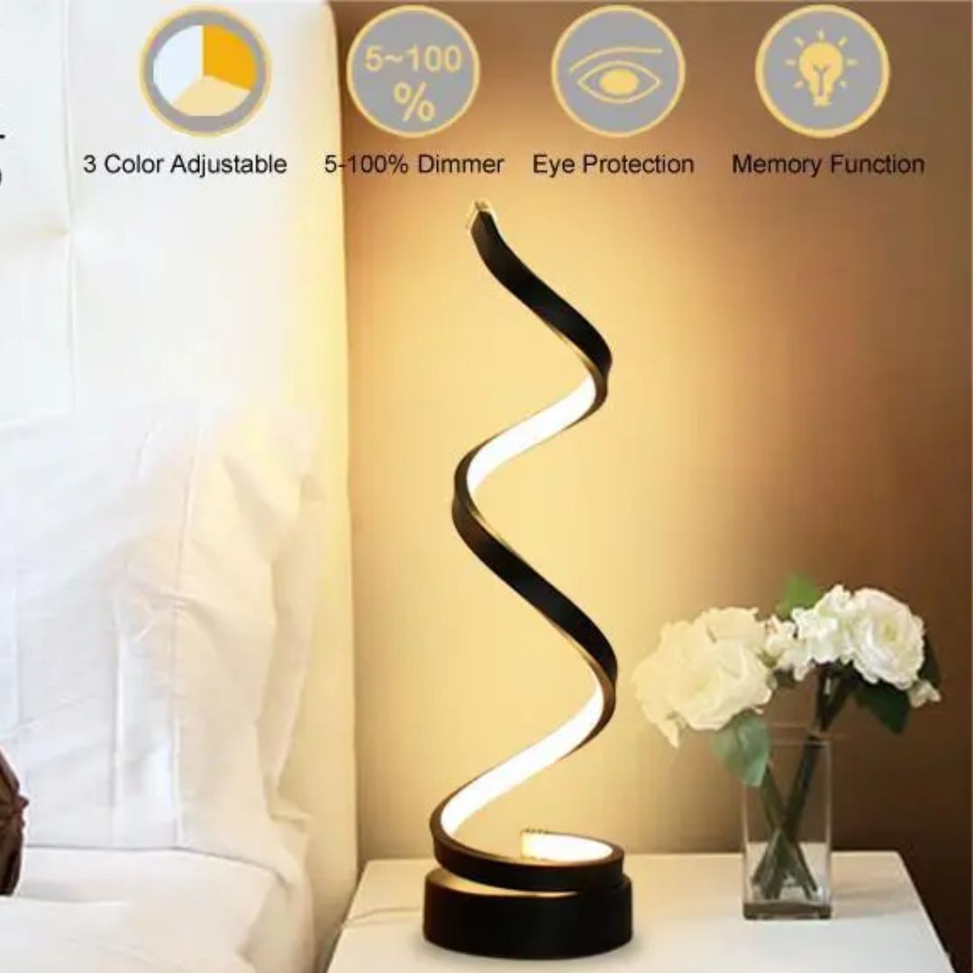 Spiral LED Table Lamp – Dimmable with Touch Control