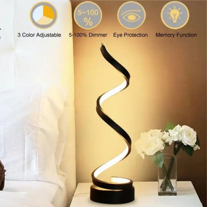 Spiral LED Table Lamp – Dimmable with Touch Control