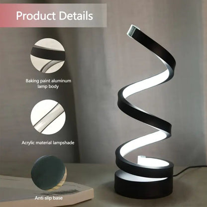 Spiral LED Table Lamp – Dimmable with Touch Control