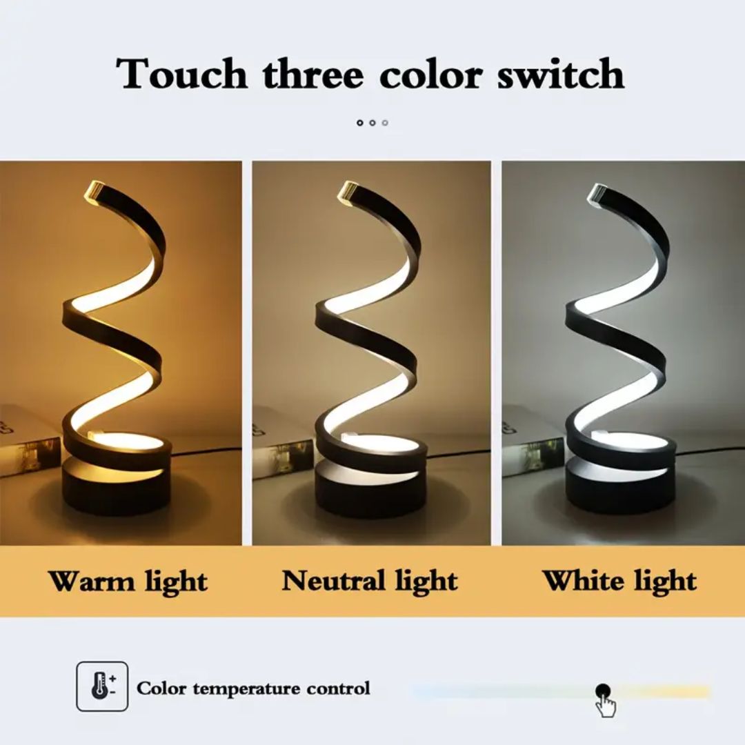 Spiral LED Table Lamp – Dimmable with Touch Control