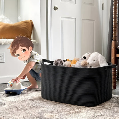 Large Cotton Rope Storage Basket with Handles