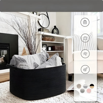 Large Cotton Rope Storage Basket with Handles