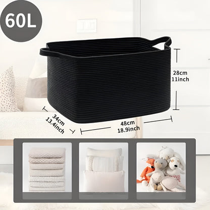 Large Cotton Rope Storage Basket with Handles