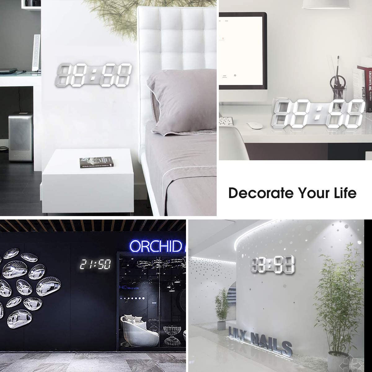 3D LED Digital Wall Clock with Remote Control