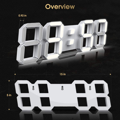 3D LED Digital Wall Clock with Remote Control