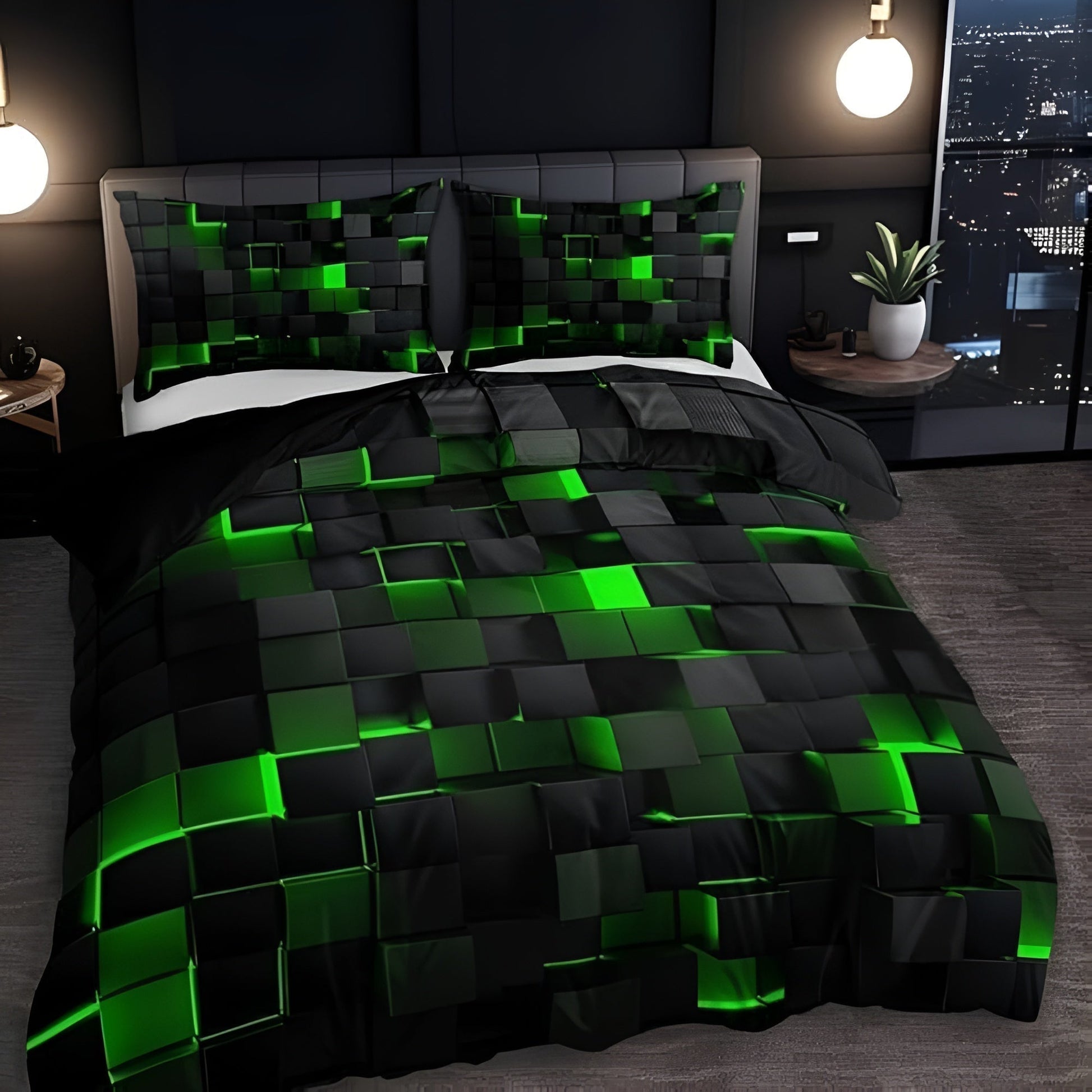 3D Grid Bedding Set with Gaming Design