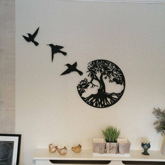 Metal wall decoration tree of life with birds