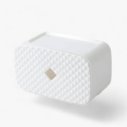 Toilet paper holder with waterproof cover and shelf