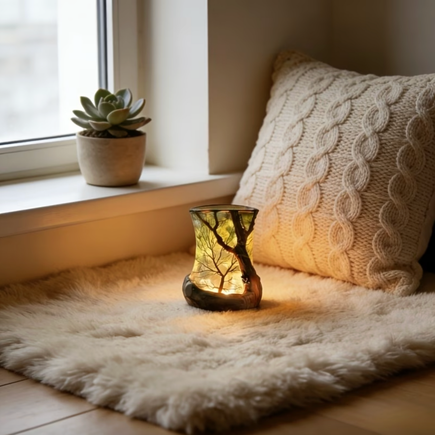 LED atmosphere lamp with forest shadow – battery operated