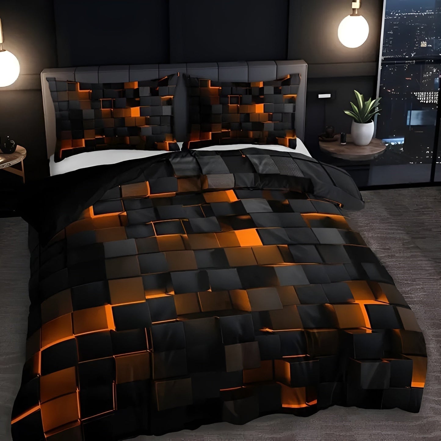 3D Grid Bedding Set with Gaming Design
