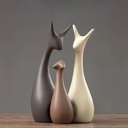 Ceramic Deer Figurine Set – Modern Decor for Living Area