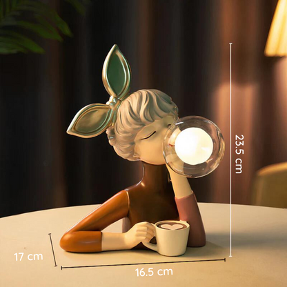 Designer table lamp with soap bubble sculpture