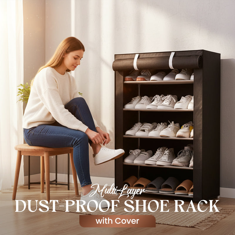 Shoe Cabinet with Fabric Cover and Steel Frame – 6 or 8 Shelves