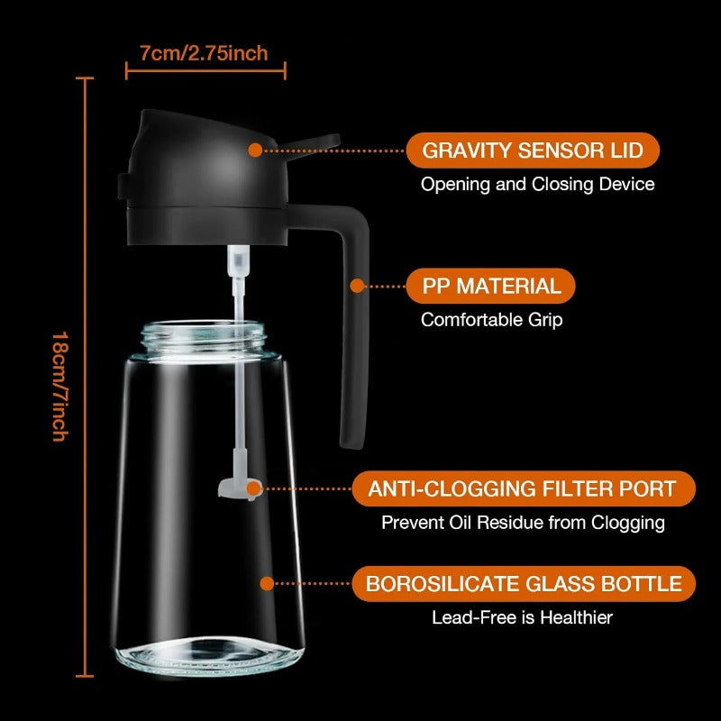 Glass Oil Sprayer 2-in-1 with Spray and Pour Function