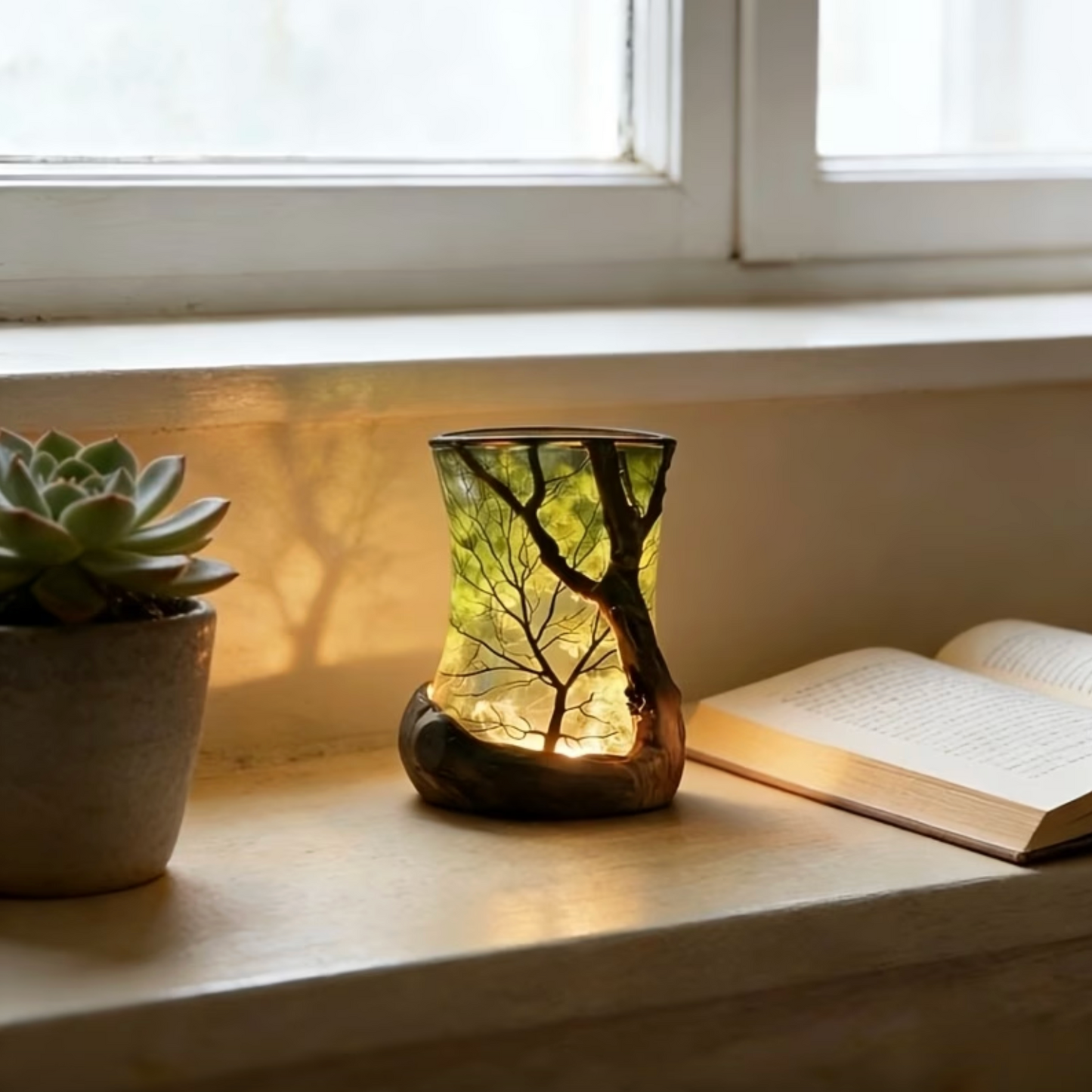 LED atmosphere lamp with forest shadow – battery operated