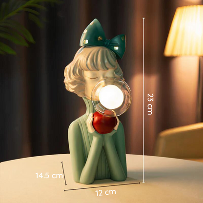 Designer table lamp with soap bubble sculpture