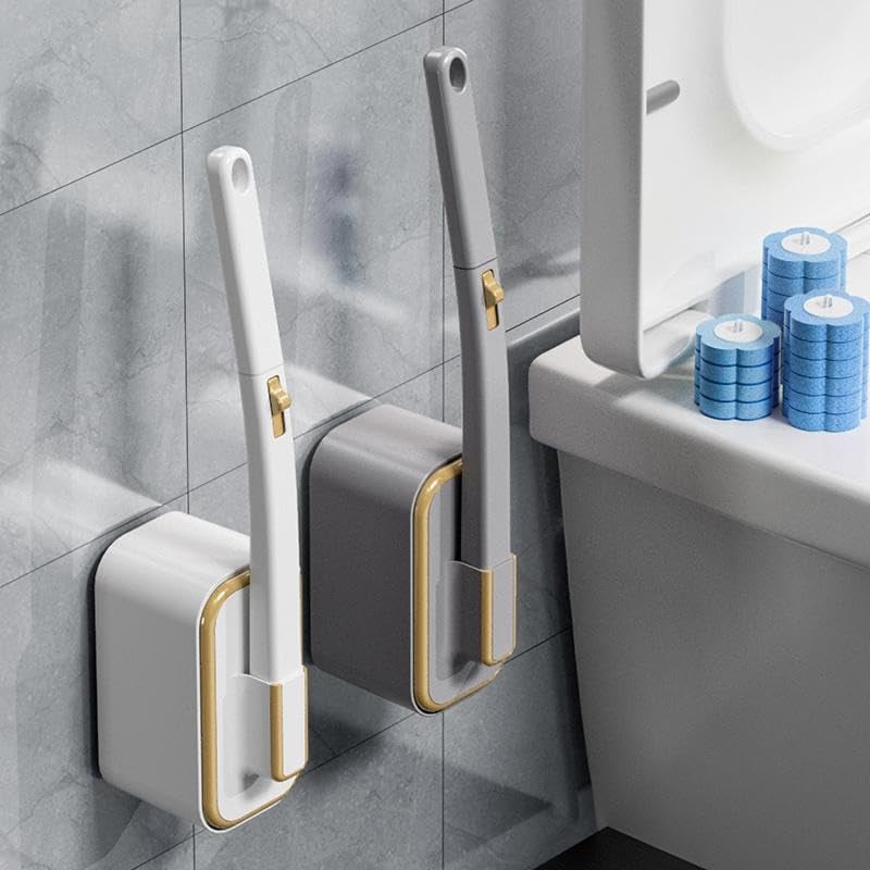 Disposable toilet brush with wall mount
