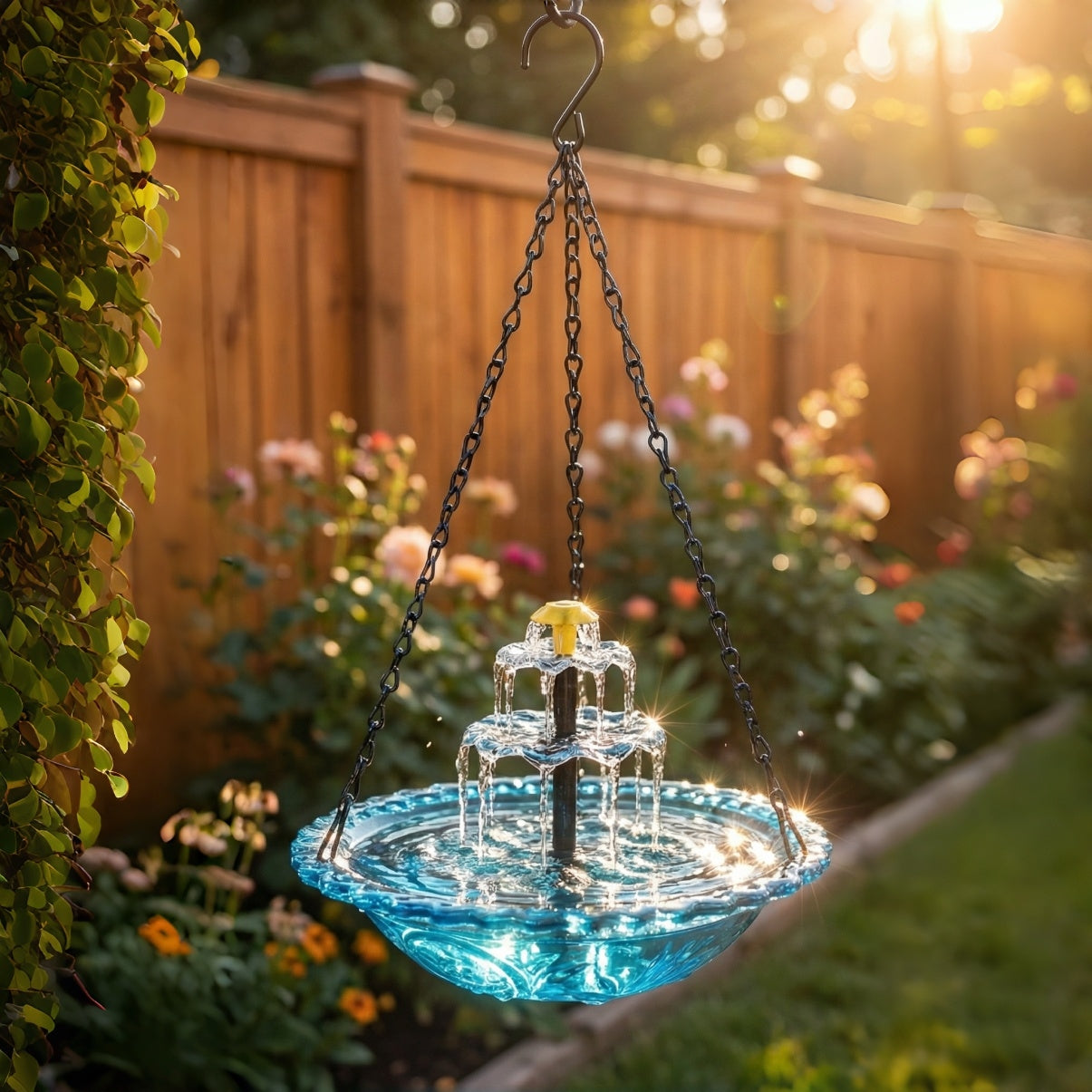 Solar bird bath with fountain – wireless, two-stage, attracts birds