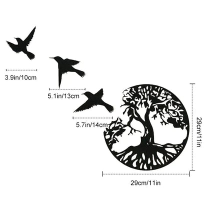 Metal wall decoration tree of life with birds