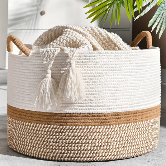 Cotton Storage Basket cm – Boho Style with Handles