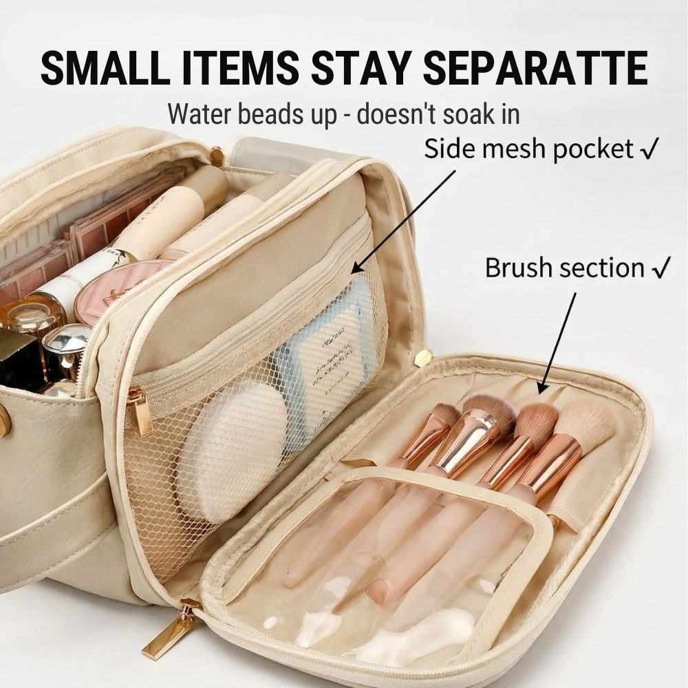 Make-up organizer with flat opening design