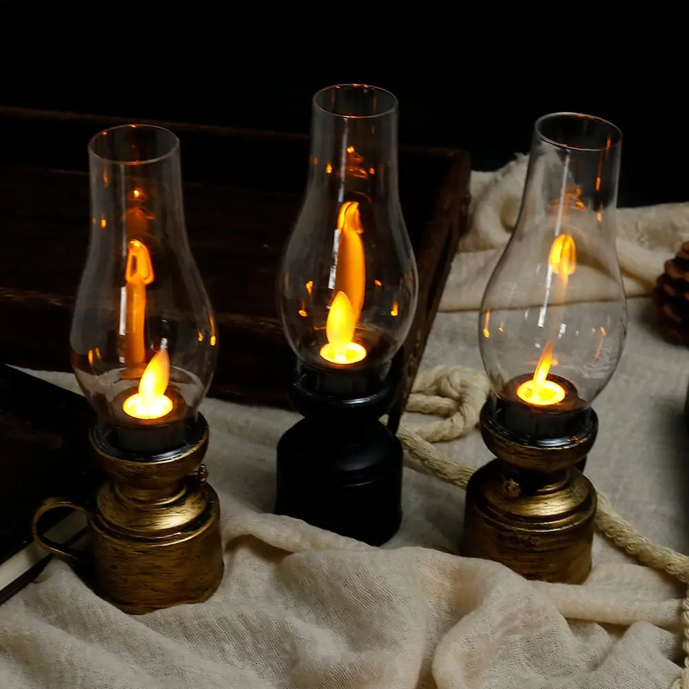 LED lantern with flame effect – battery operated
