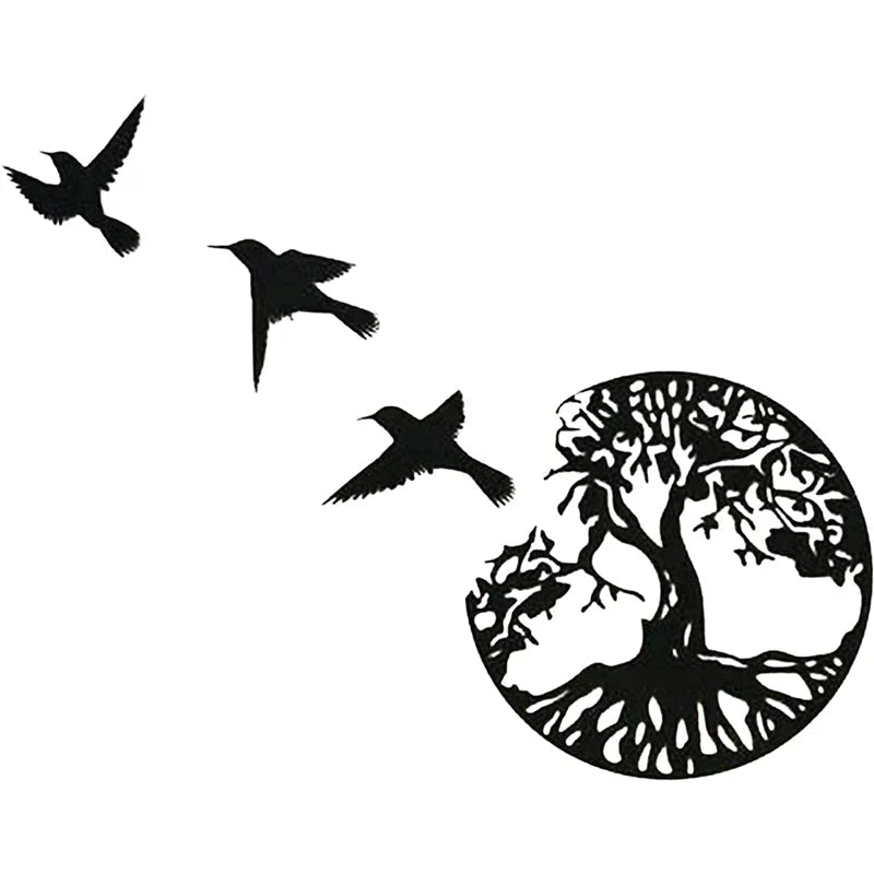Metal wall decoration tree of life with birds