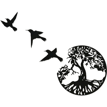 Metal wall decoration tree of life with birds