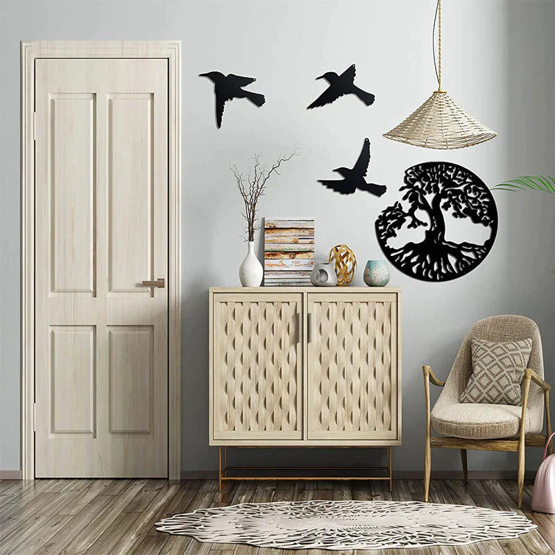 Metal wall decoration tree of life with birds