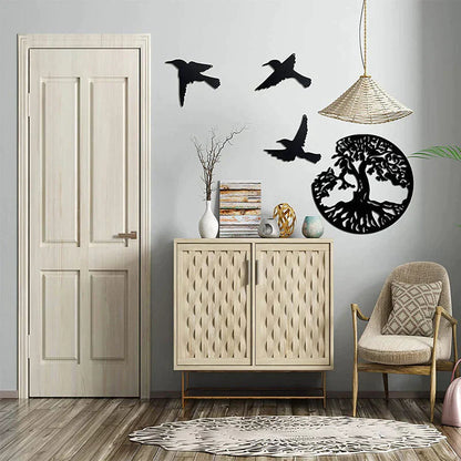Metal wall decoration tree of life with birds