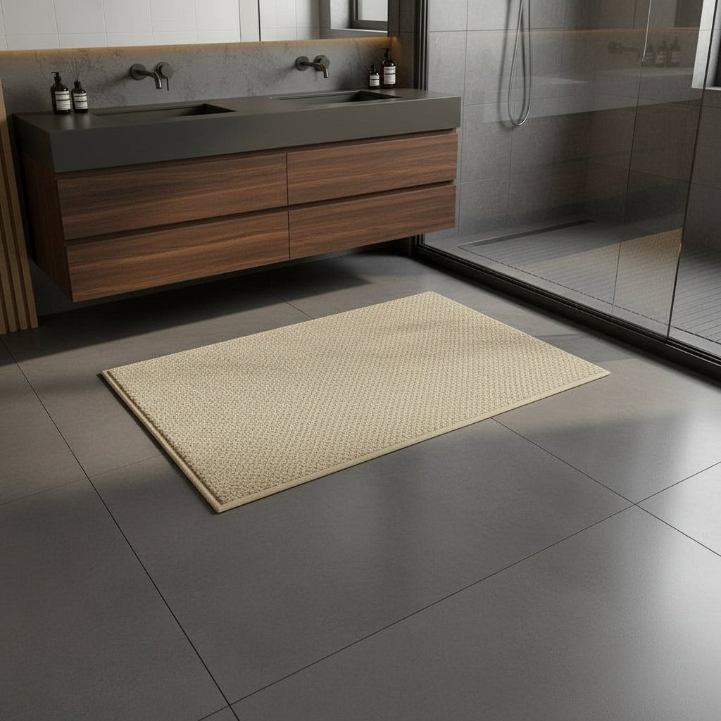 Absorbent doormat with geometric pattern