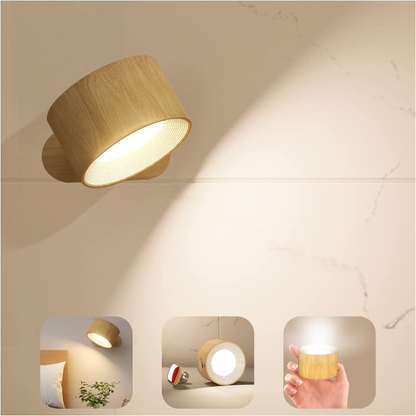 Rechargeable LED Wall Light with 360° Swivel Head – Touch Control, No Wiring