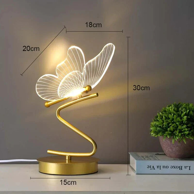 Butterfly LED Table Lamp with Acrylic Wings – Warm Decorative Light