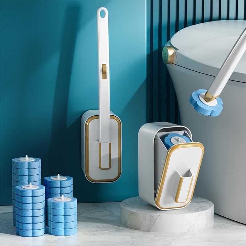 Disposable toilet brush with wall mount