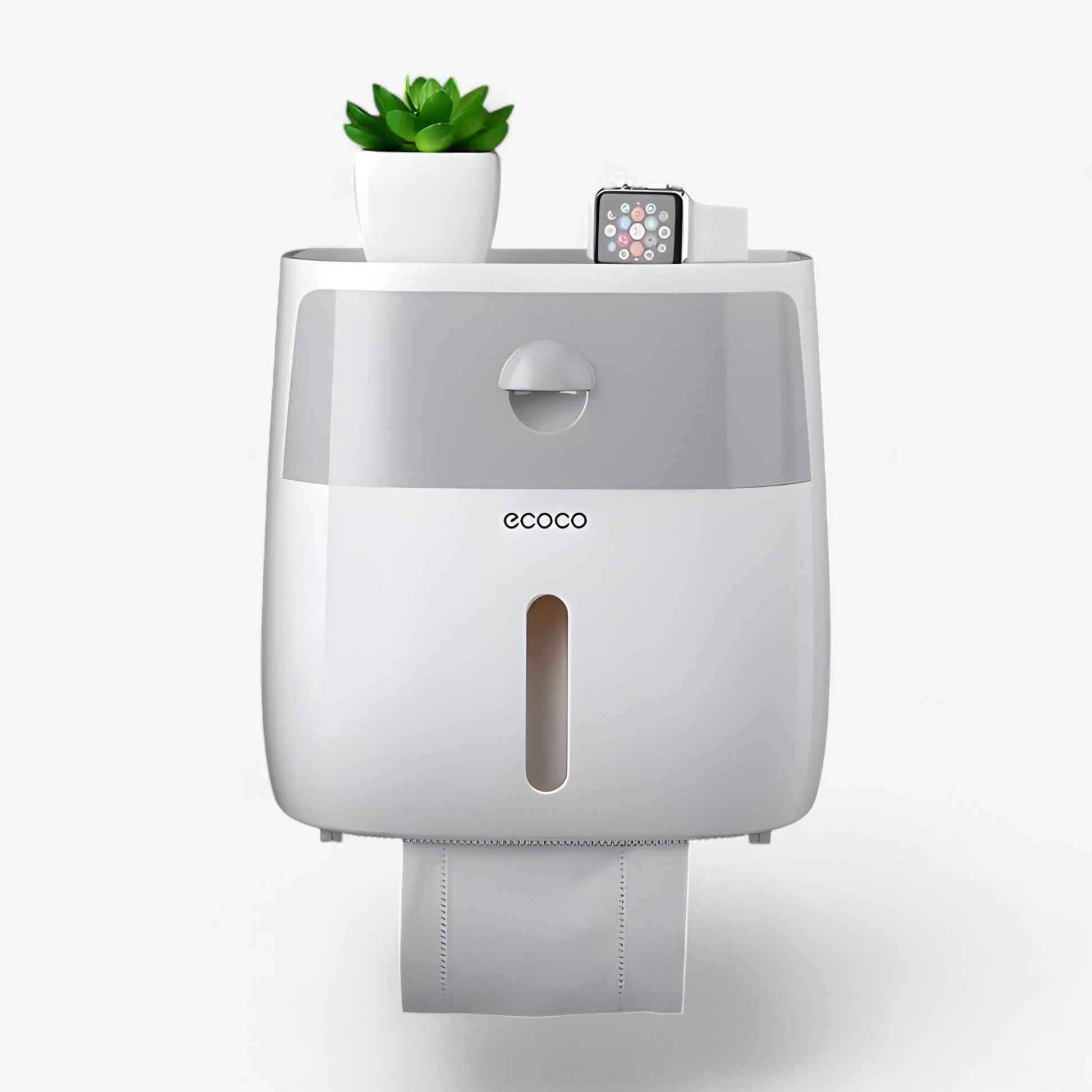 Toilet paper holder with waterproof cover and shelf