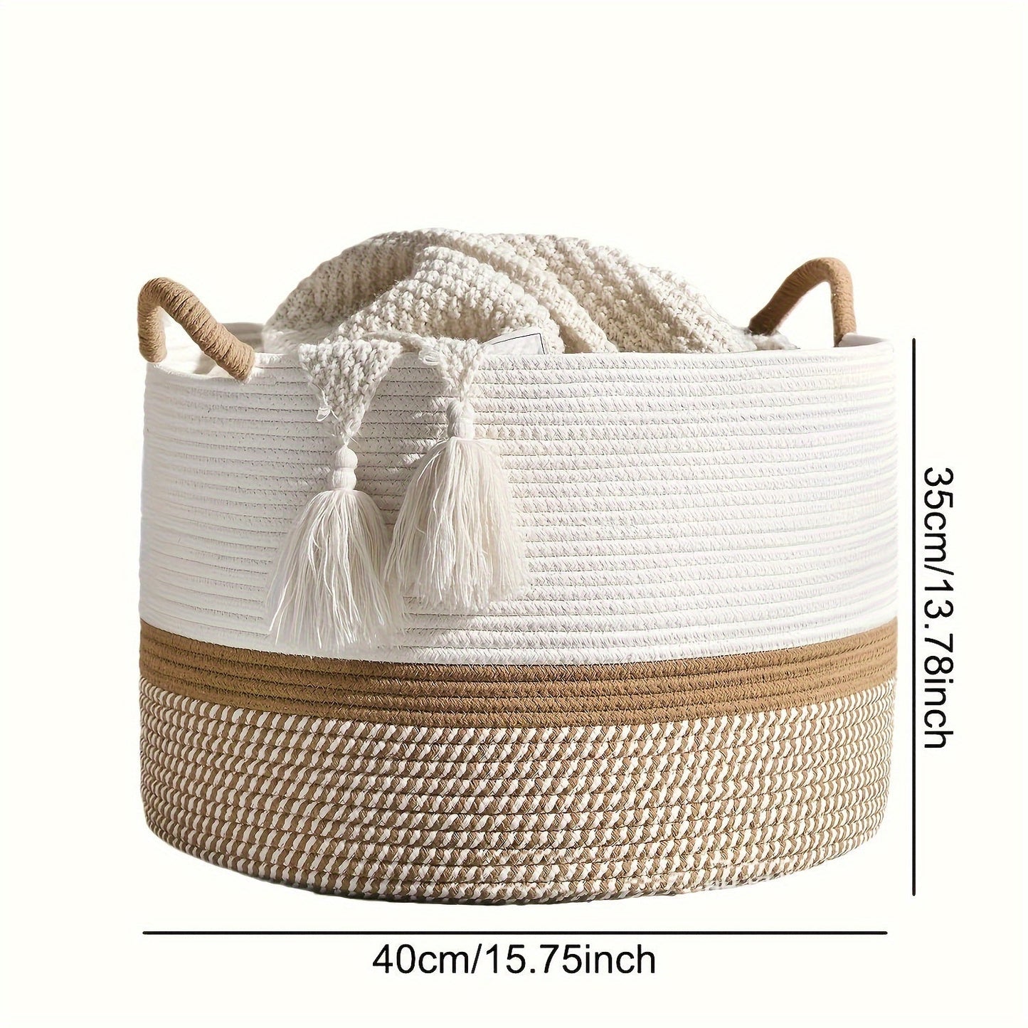 Cotton Storage Basket cm – Boho Style with Handles