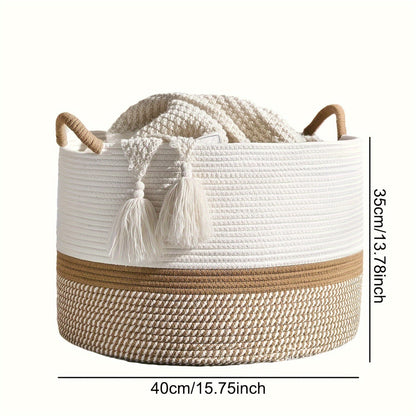 Cotton Storage Basket cm – Boho Style with Handles