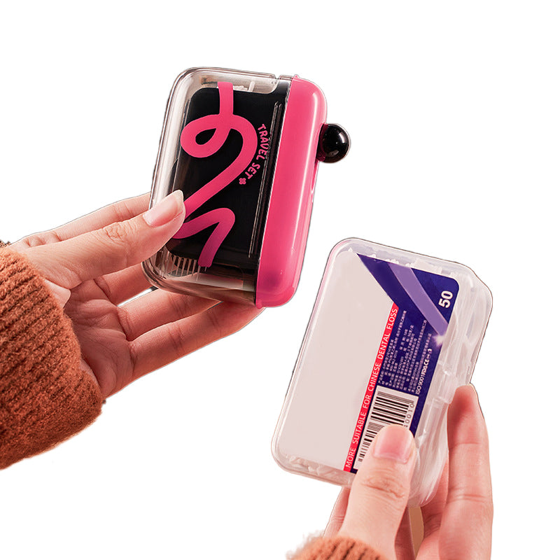 Floss dispenser with push button