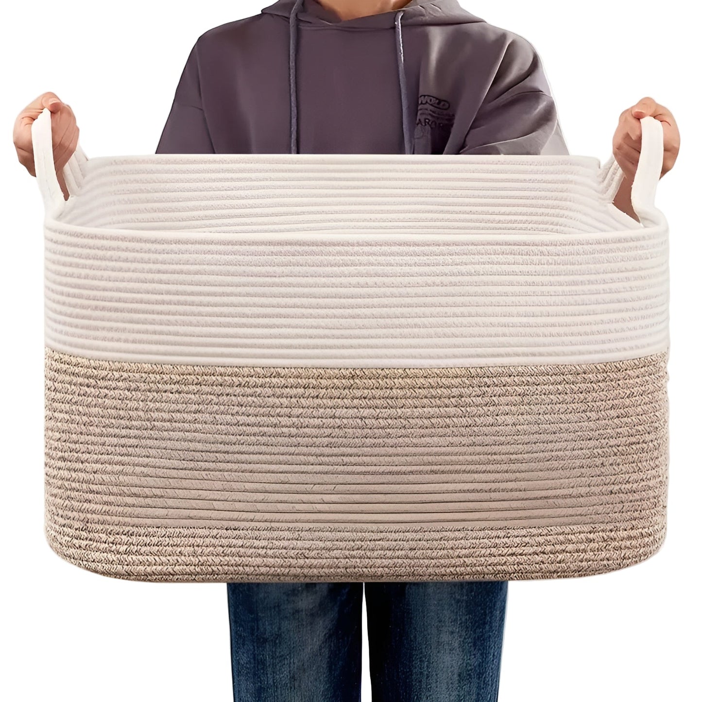 Large Cotton Rope Storage Basket with Handles