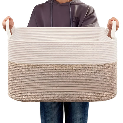 Large Cotton Rope Storage Basket with Handles