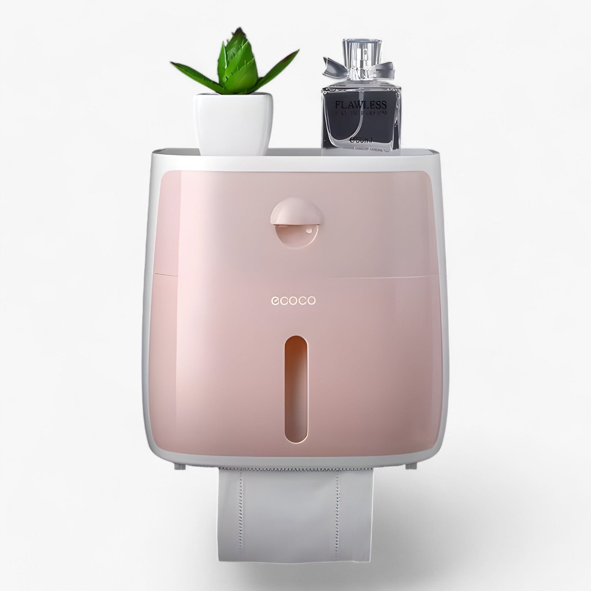 Toilet paper holder with waterproof cover and shelf