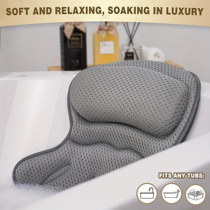 Ergonomic Bath Pillow with Neck Support – Mesh Material