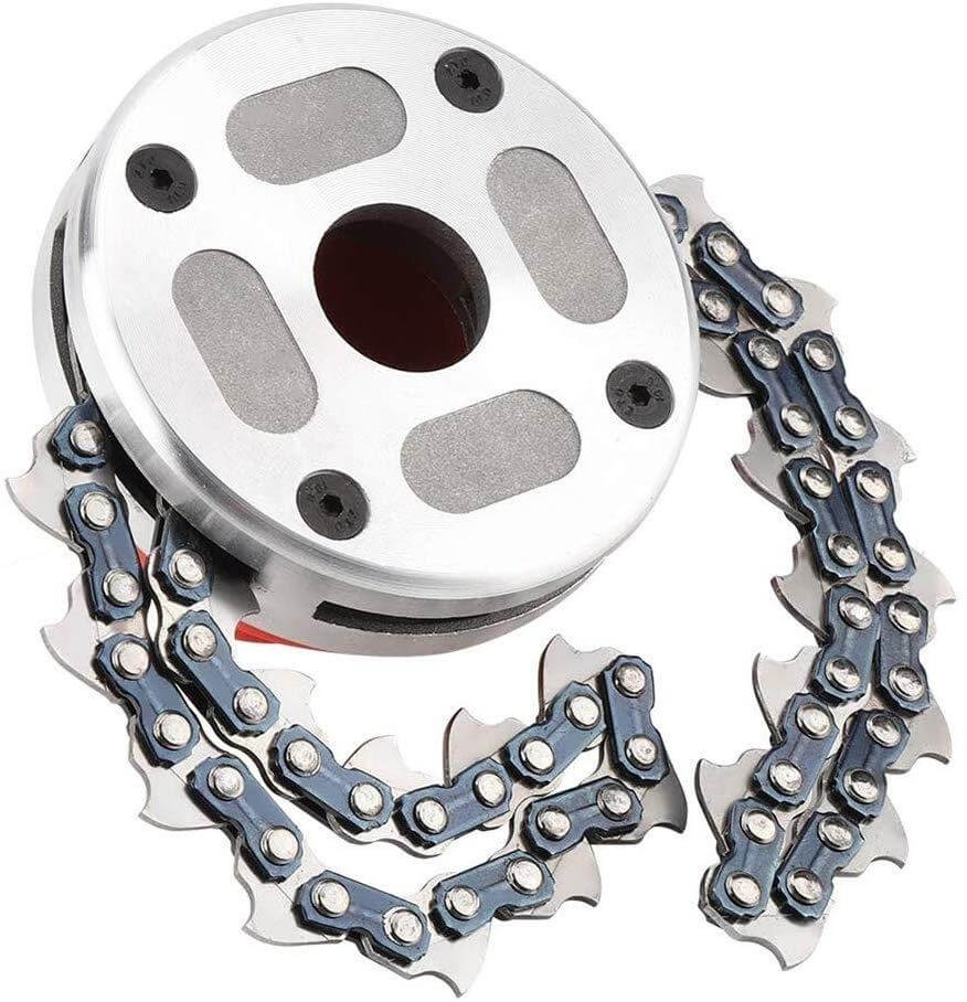 Chain mower replacement head with metal chain for brush cutters