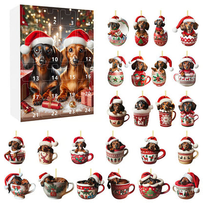 Christmas Advent calendar with 24 dachshund acrylic charms